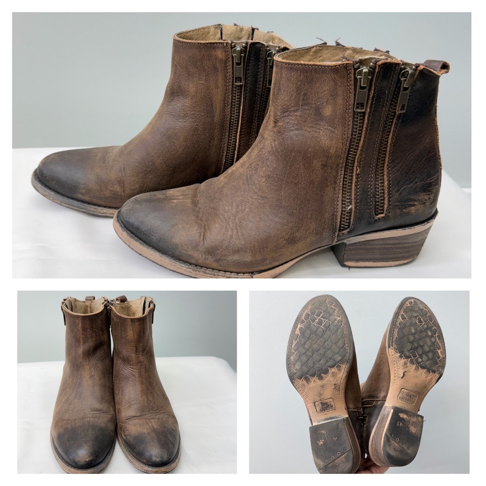 Circle G by Corral Brown Leather Ankle Booties Womens 9 Western Zip Boots
